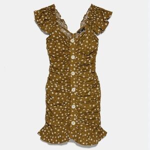 NWOT Zara Printed Dress With Draping Size S